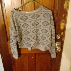 Gray Geometric Pattern Sweater
